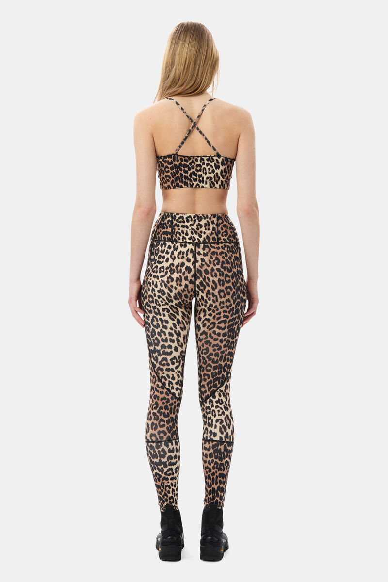 Active Ultra High Waist Tights, Recycled Nylon, in colour Leopard - 4 - GANNI