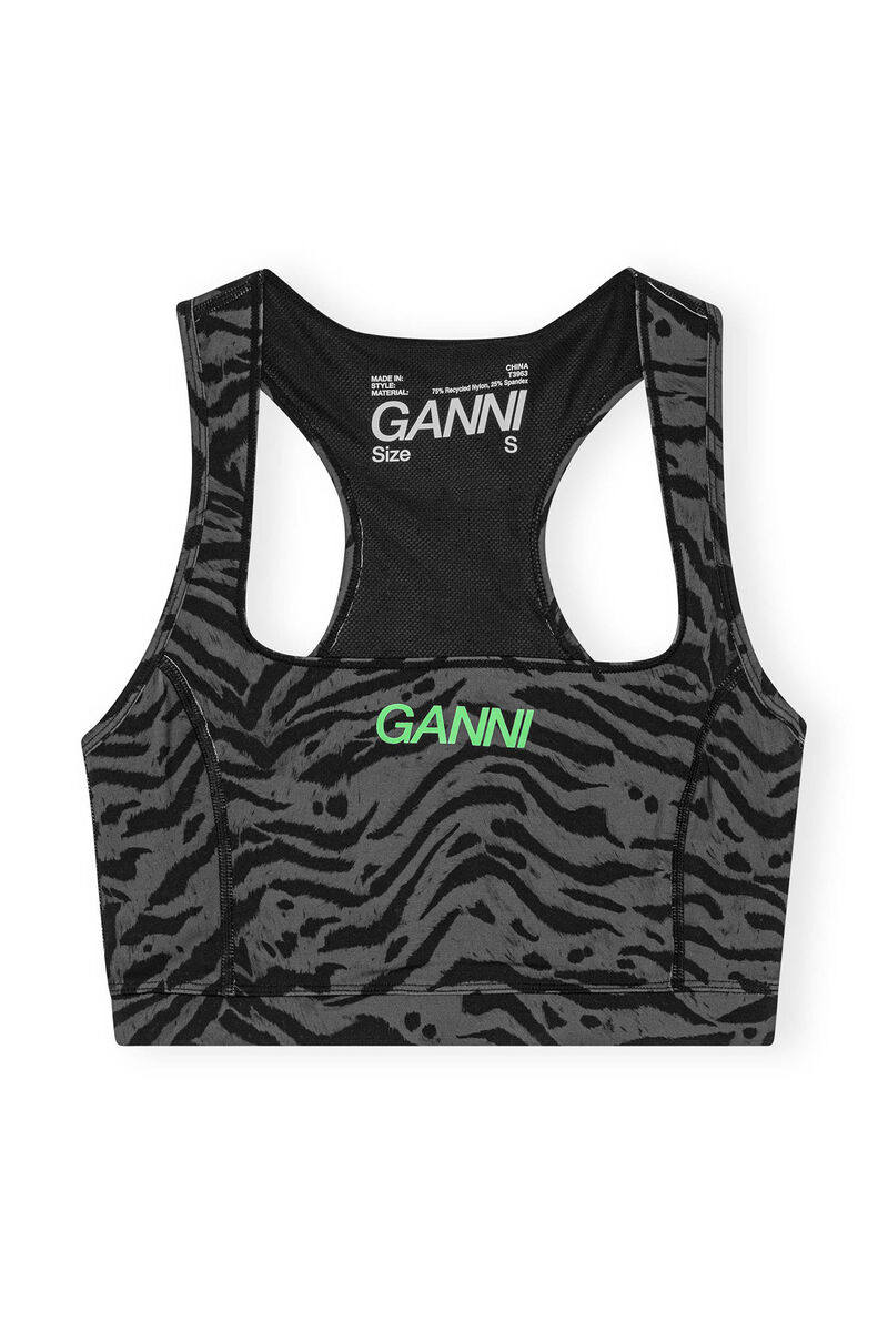 Active Fitted Top, Recycled Nylon, in colour Phantom - 1 - GANNI