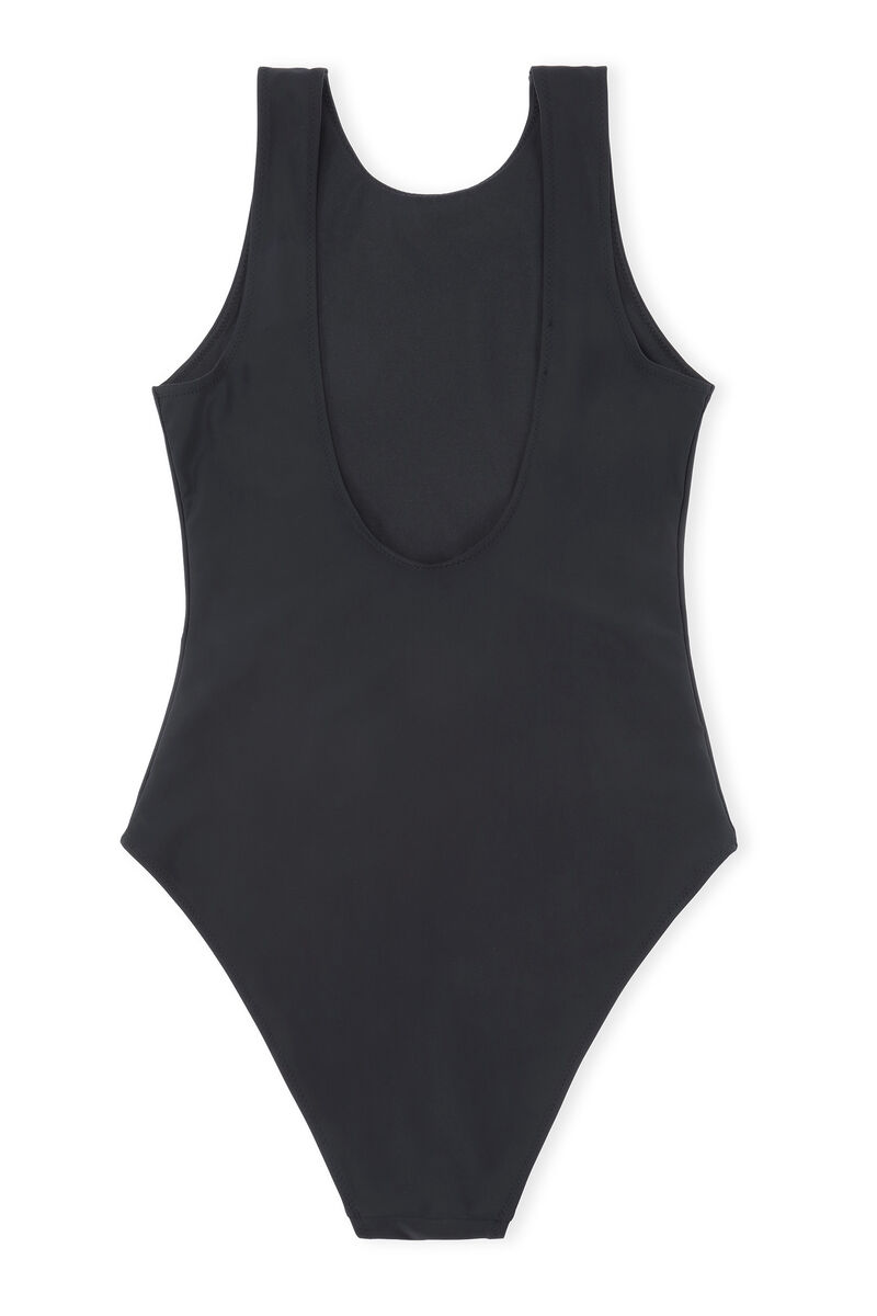 Recycled Solid Core Recycled Core Solid Sporty Swimsuit, Elastane, in colour Black - 2 - GANNI