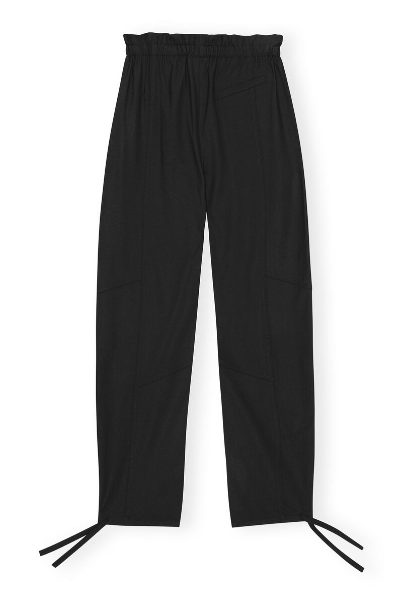 Black Drapey Melange Elasticated Waist Pants, Elastane, in colour Black - 2 - GANNI