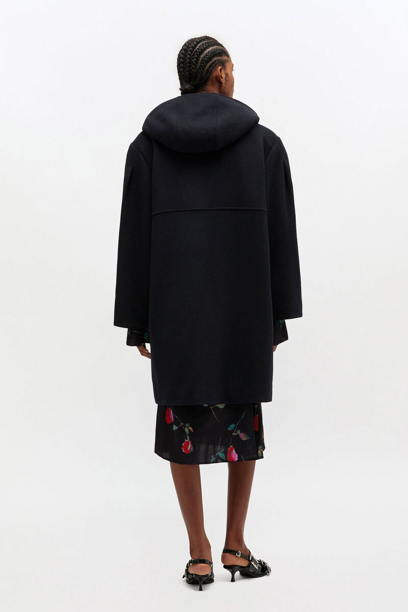 Wool Duffle Coat, in colour Sky Captain - 2 - GANNI