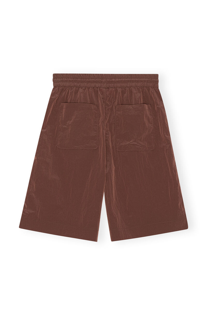 Tech Fabric Shorts, Nylon, in colour Root Beer - 2 - GANNI