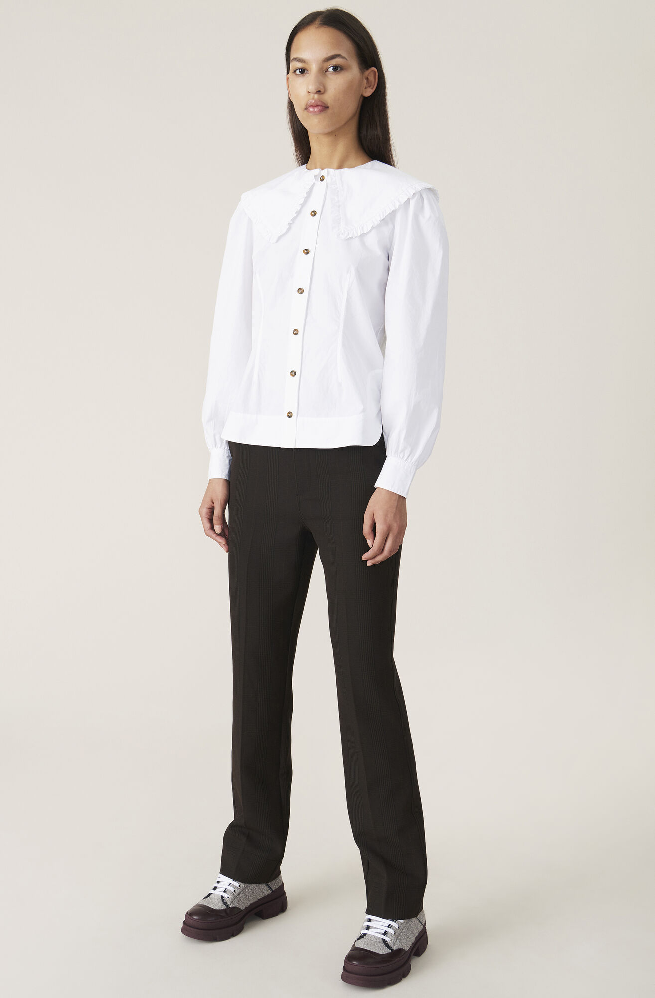 Cotton Poplin Shirt, Cotton, in colour Bright White - 2 - GANNI
