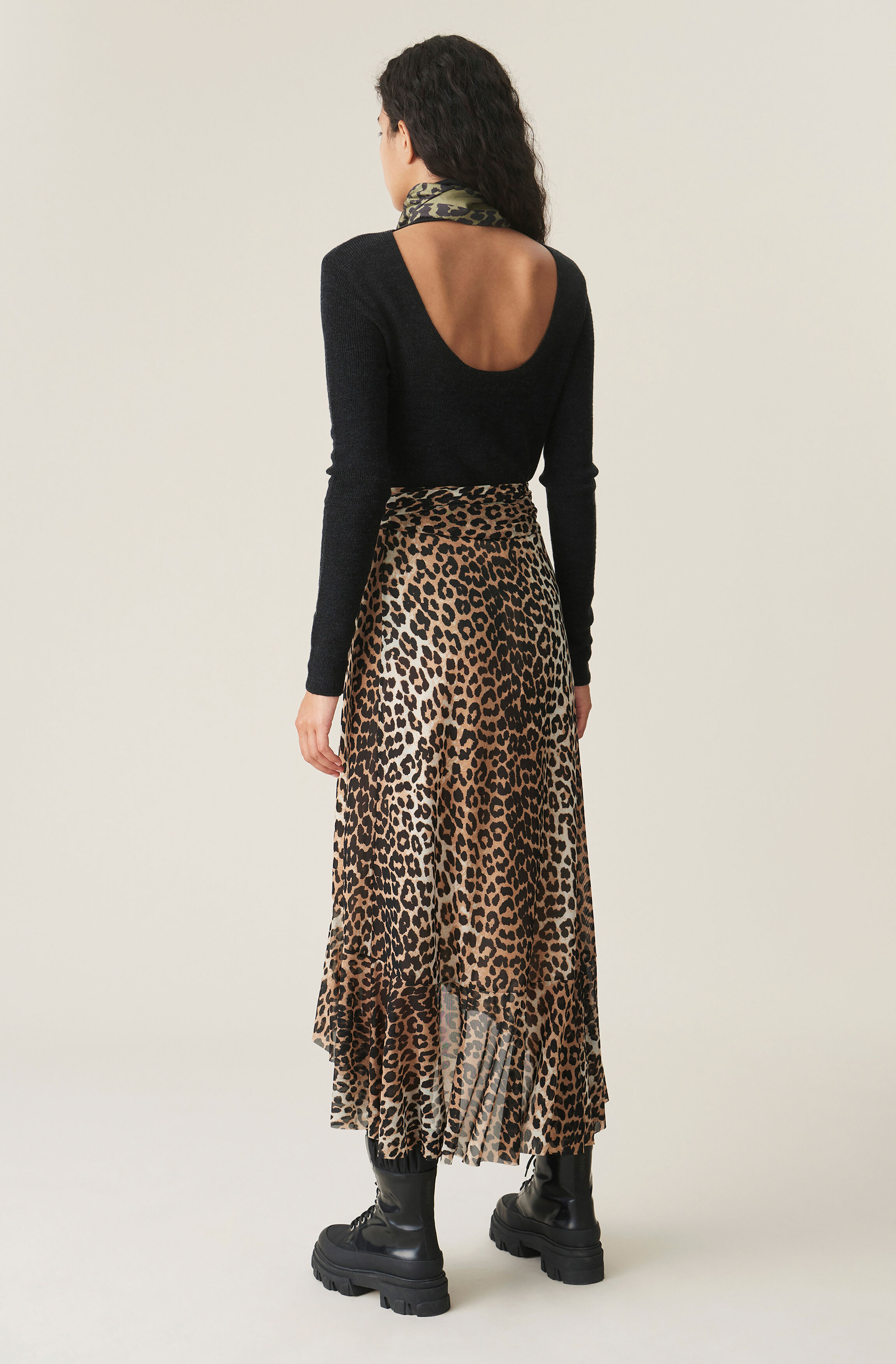 ganni mesh leopard dress