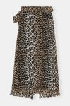Mesh Wrap Midi Skirt, Recycled Nylon, in colour Leopard Seedpearl - 2 - GANNI