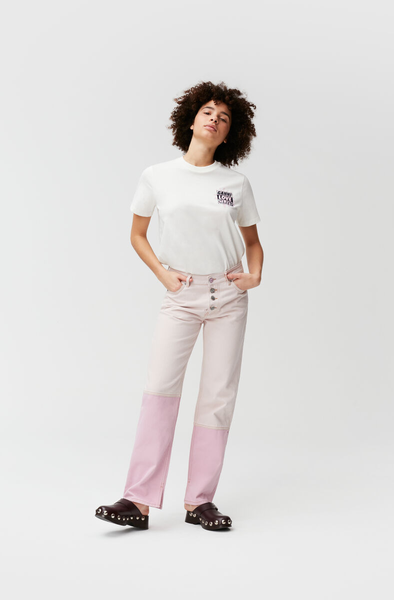 Lovy Jeans, Cotton, in colour Light Lilac - 1 - GANNI