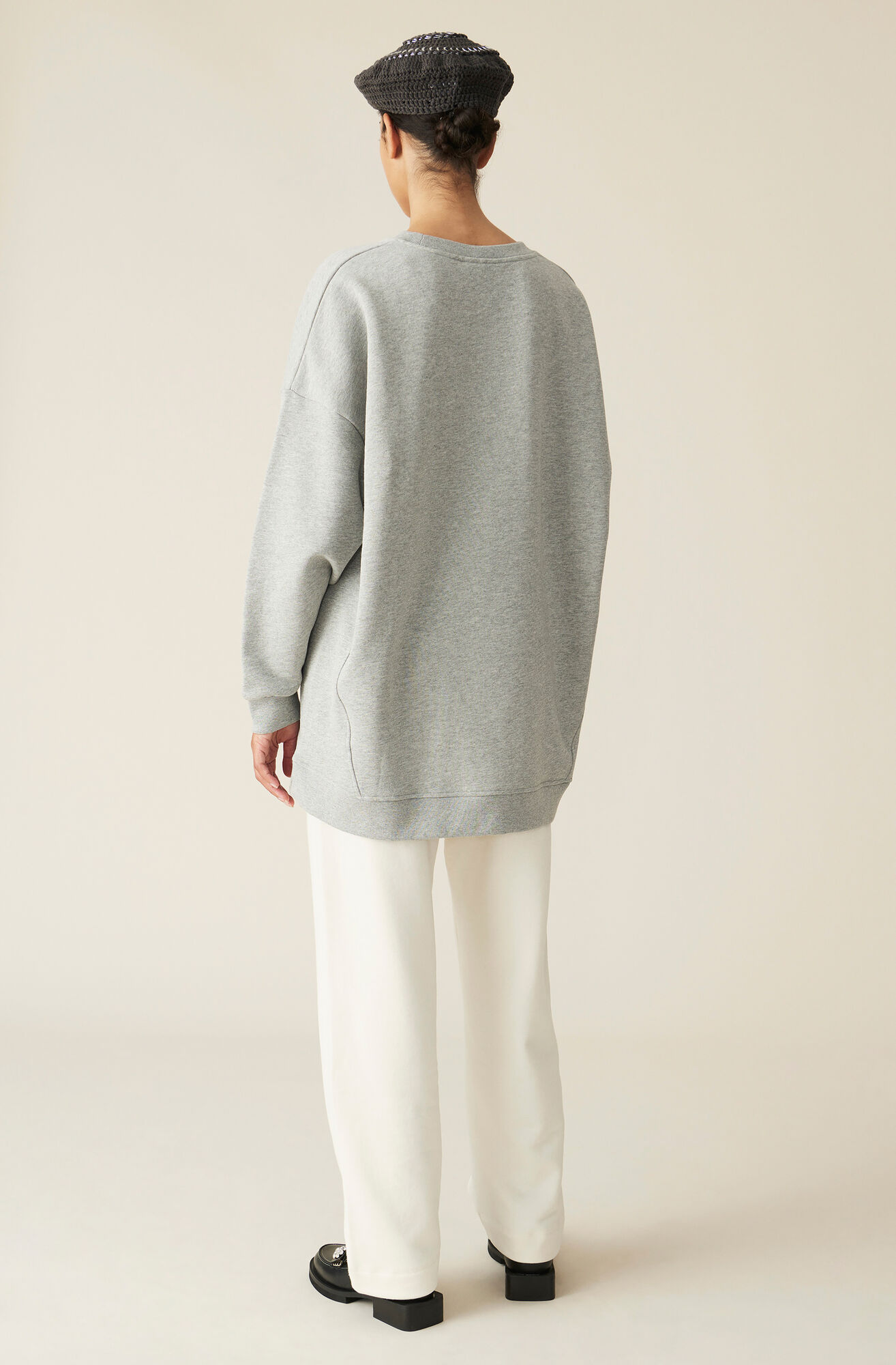 Software Isoli Oversized Sweatshirt, Cotton, in colour Paloma Melange - 3 - GANNI