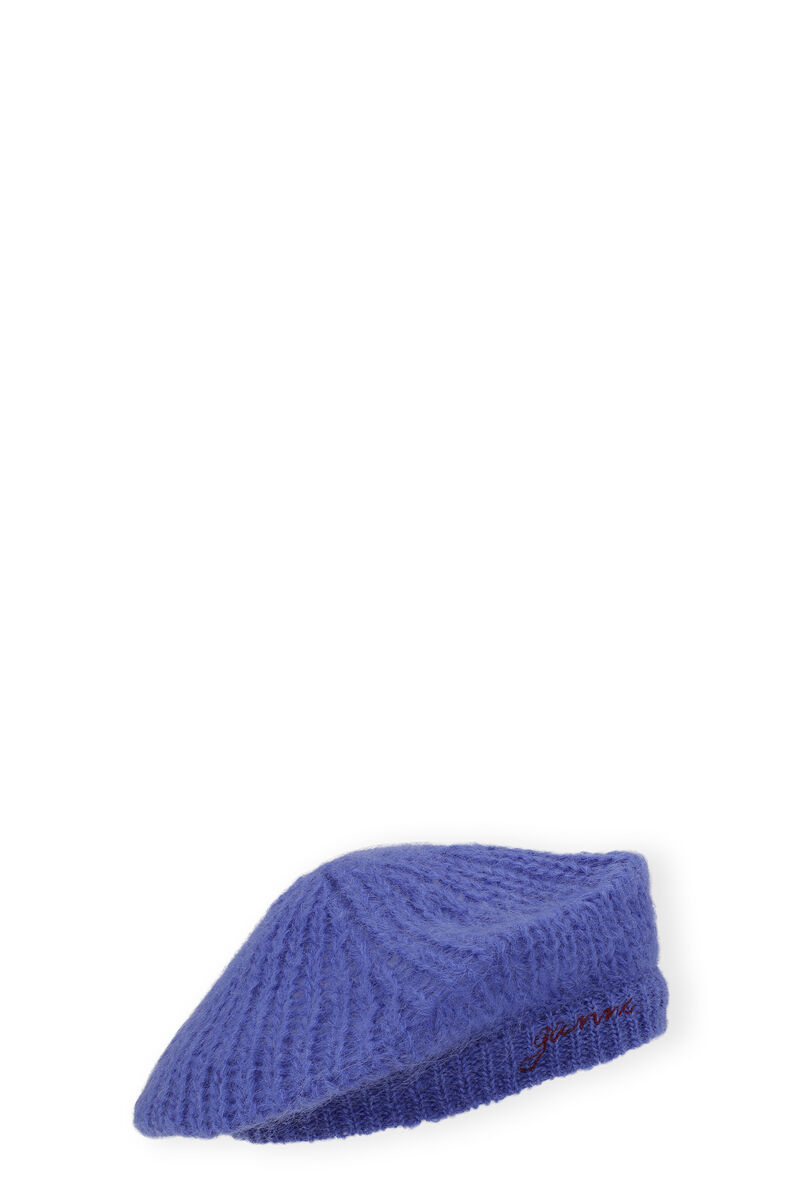 Mohair-Baskenmütze, Merino Wool, in colour Dazzling Blue - 1 - GANNI