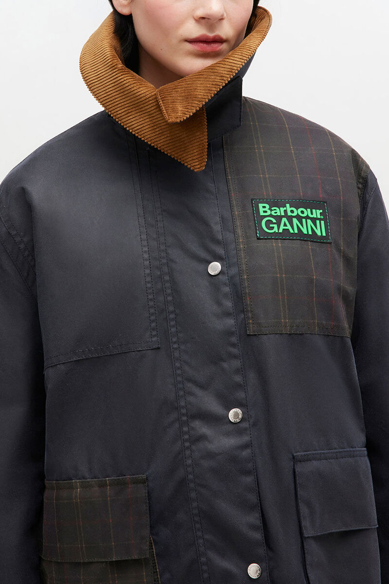 Waxed Jacket in Blue, Cotton, in colour Sky Captain - 3 - GANNI
