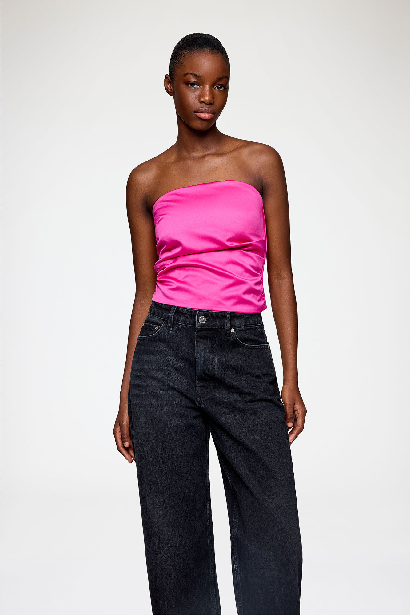 Top in Duchesse Satin, Recycled Polyester, in colour Raspberry Rose - 2 - GANNI