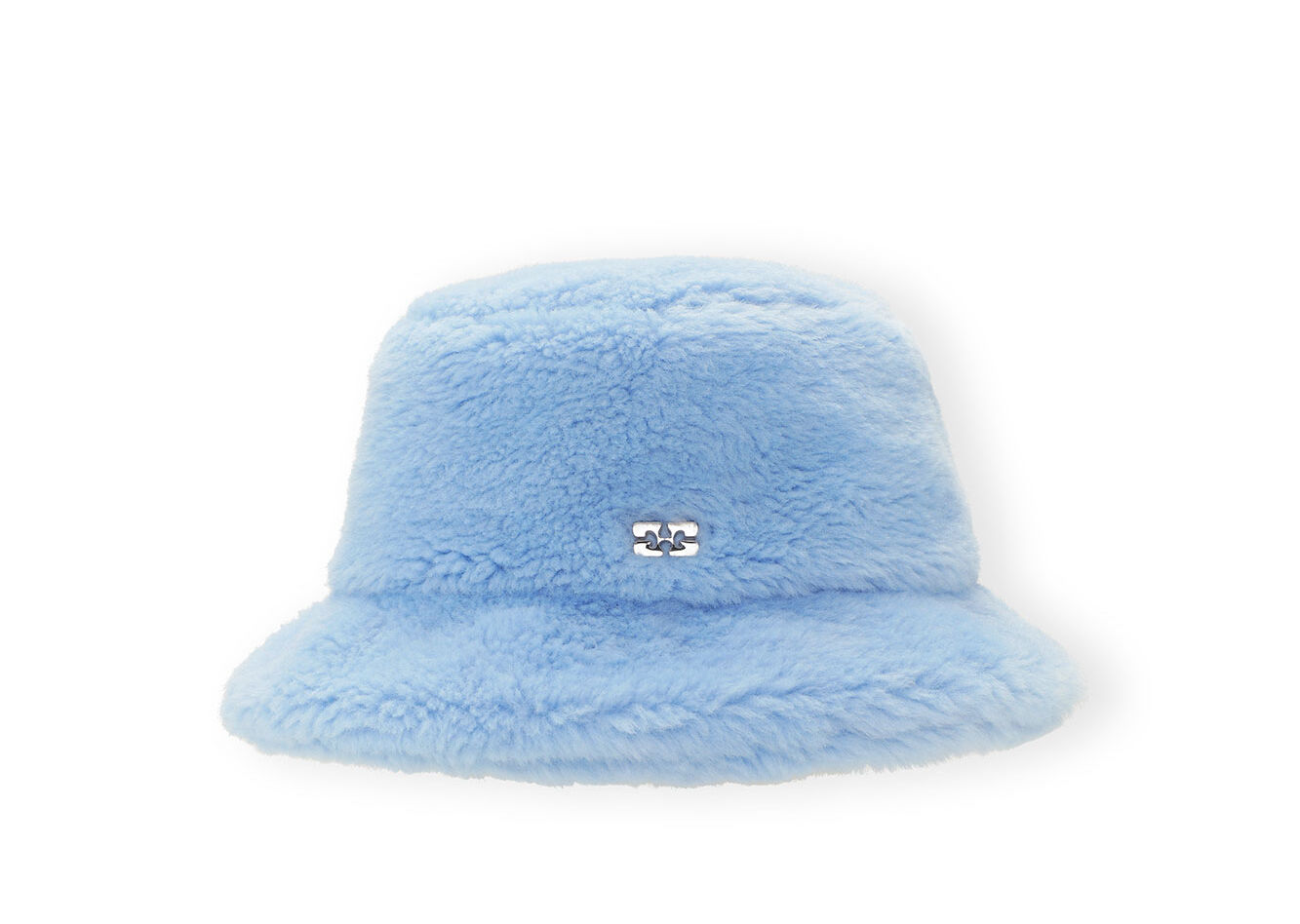 Light Blue Fluffy Tech Bucket hatt, Recycled Polyester, in colour Light Blue Vintage - 1 - GANNI