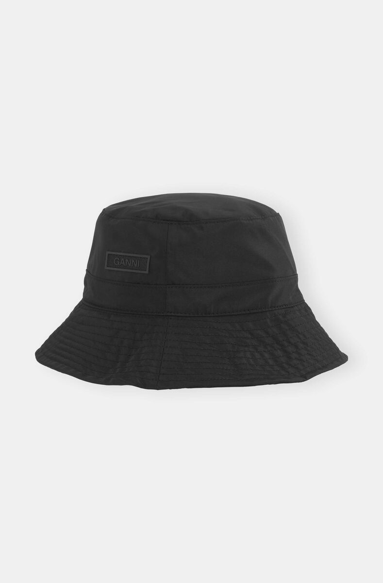 Bucket Hat, Recycled Polyester, in colour Black - 1 - GANNI