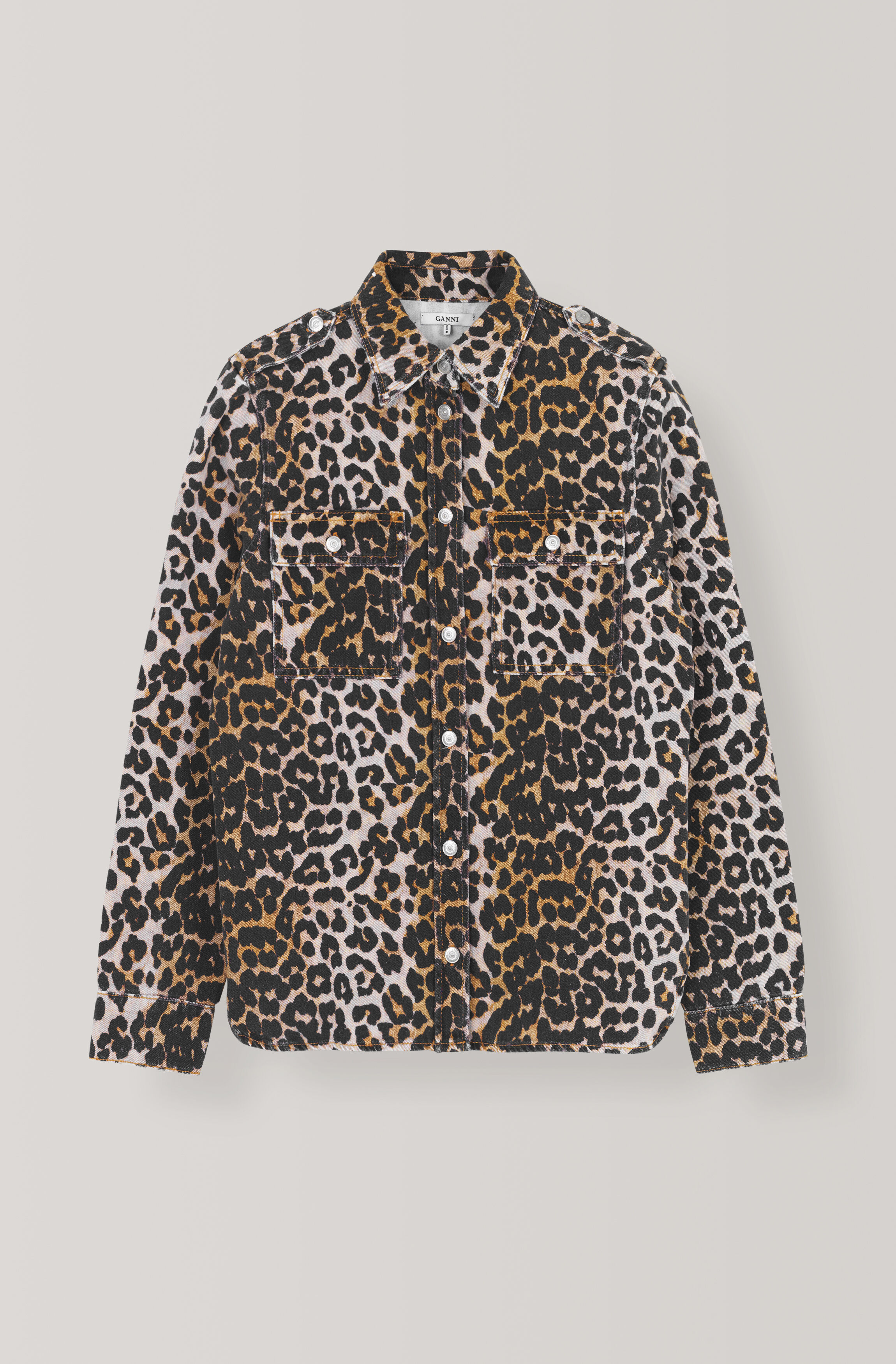 denim leopard print shirt
