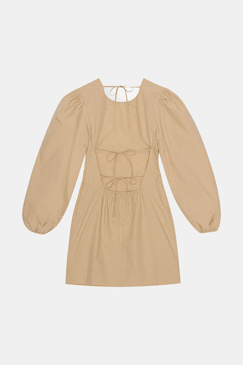 Cotton Poplin Open Back Mini Dress, Cotton, in colour Curds and Whey - 2 - GANNI