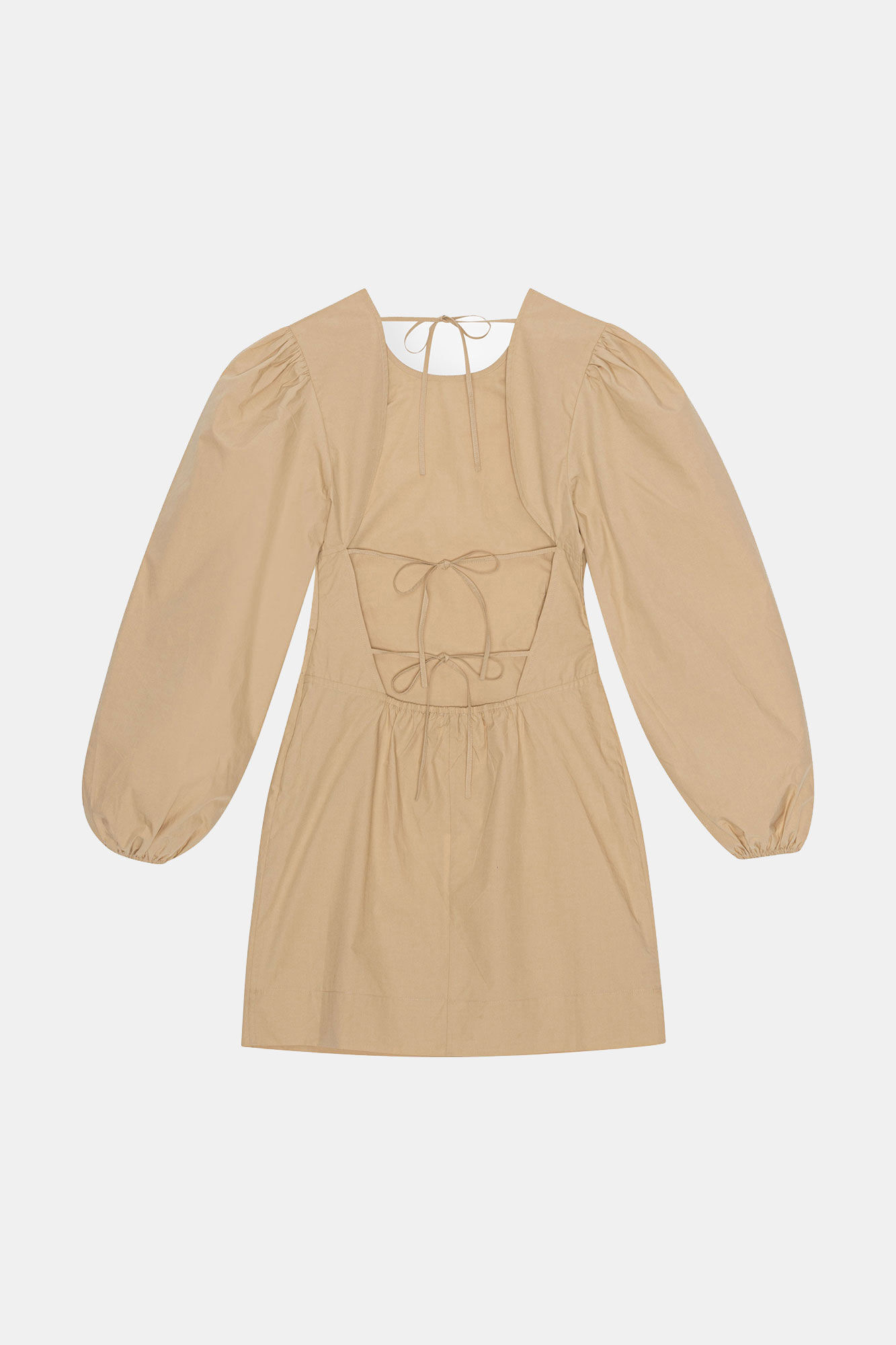 Cotton Poplin Open Back Mini Dress, Cotton, in colour Curds and Whey - 2 - GANNI