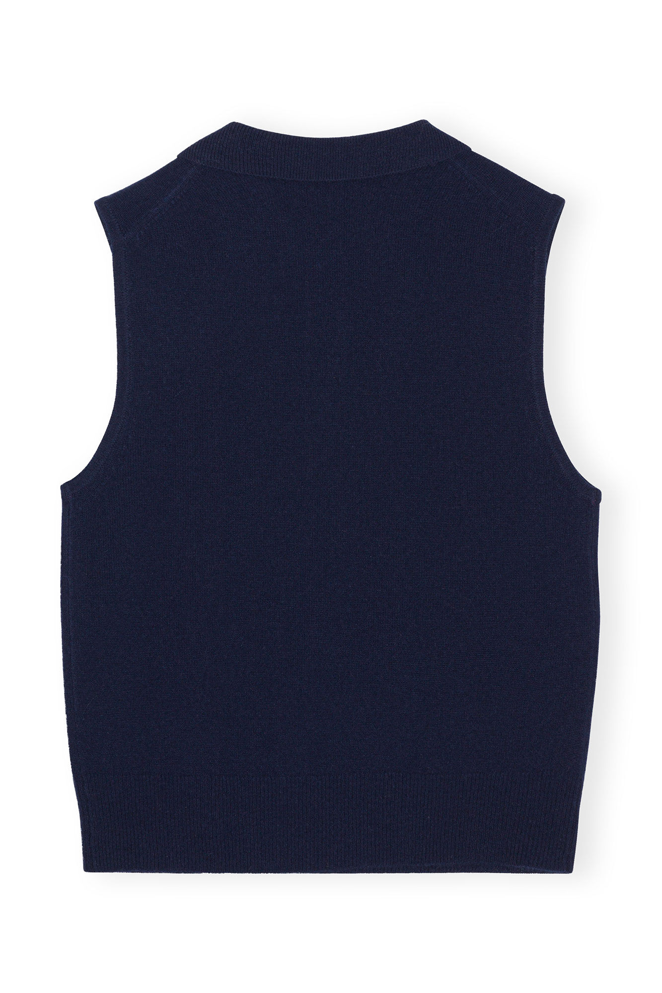 Blue Cashmere Sleeveless Polo, Cashmere, in colour Sky Captain - 2 - GANNI