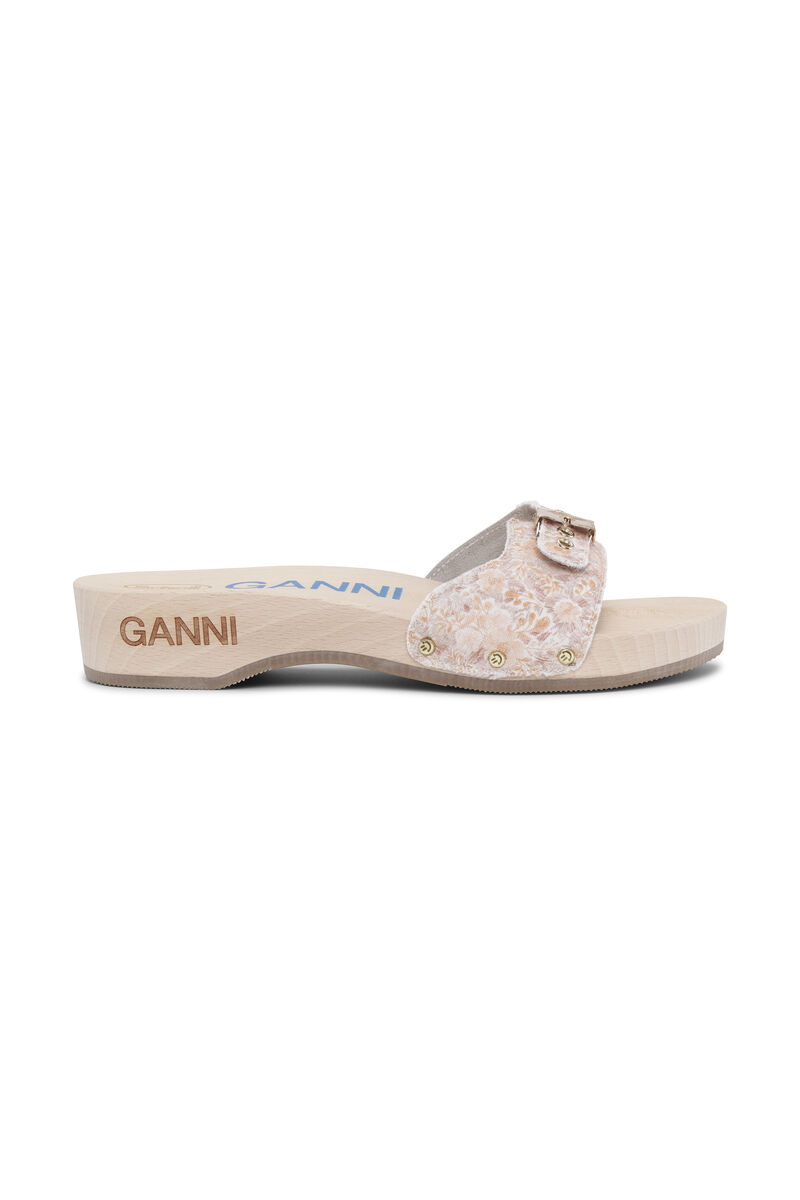 GANNI x Scholl sandaler, Recycled Cotton, in colour Flower Apple Blossom - 1 - GANNI
