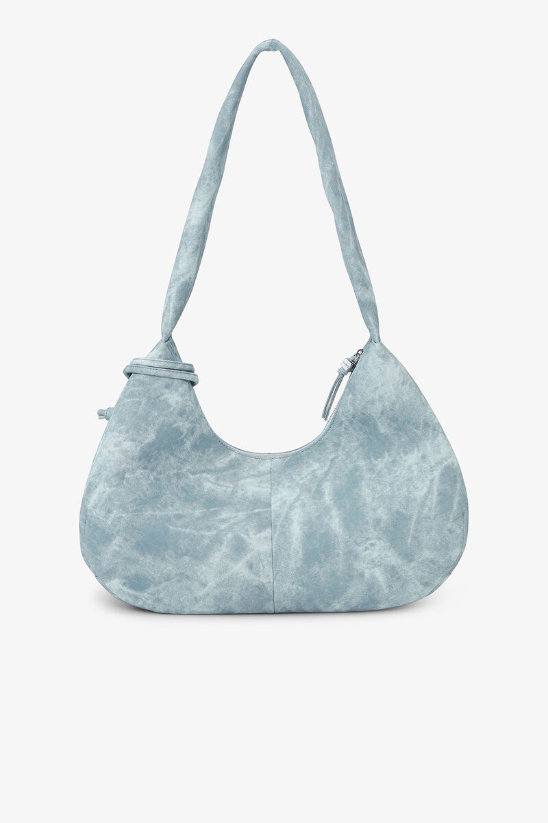 Bleget medium Hobo taske, Polyurethane, in colour Celestial Blue - 3 - GANNI