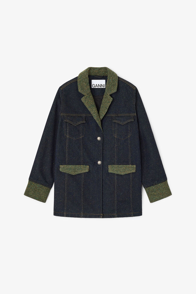 Twill Denim Oversized Blazer, Phantom