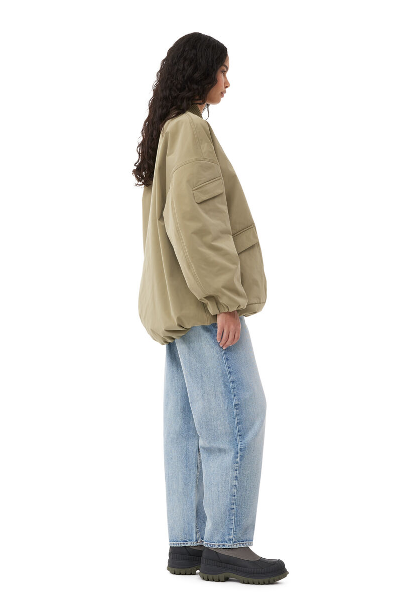 Green Light Twill Oversized bomberjacka, Recycled Polyester, in colour Aloe - 4 - GANNI