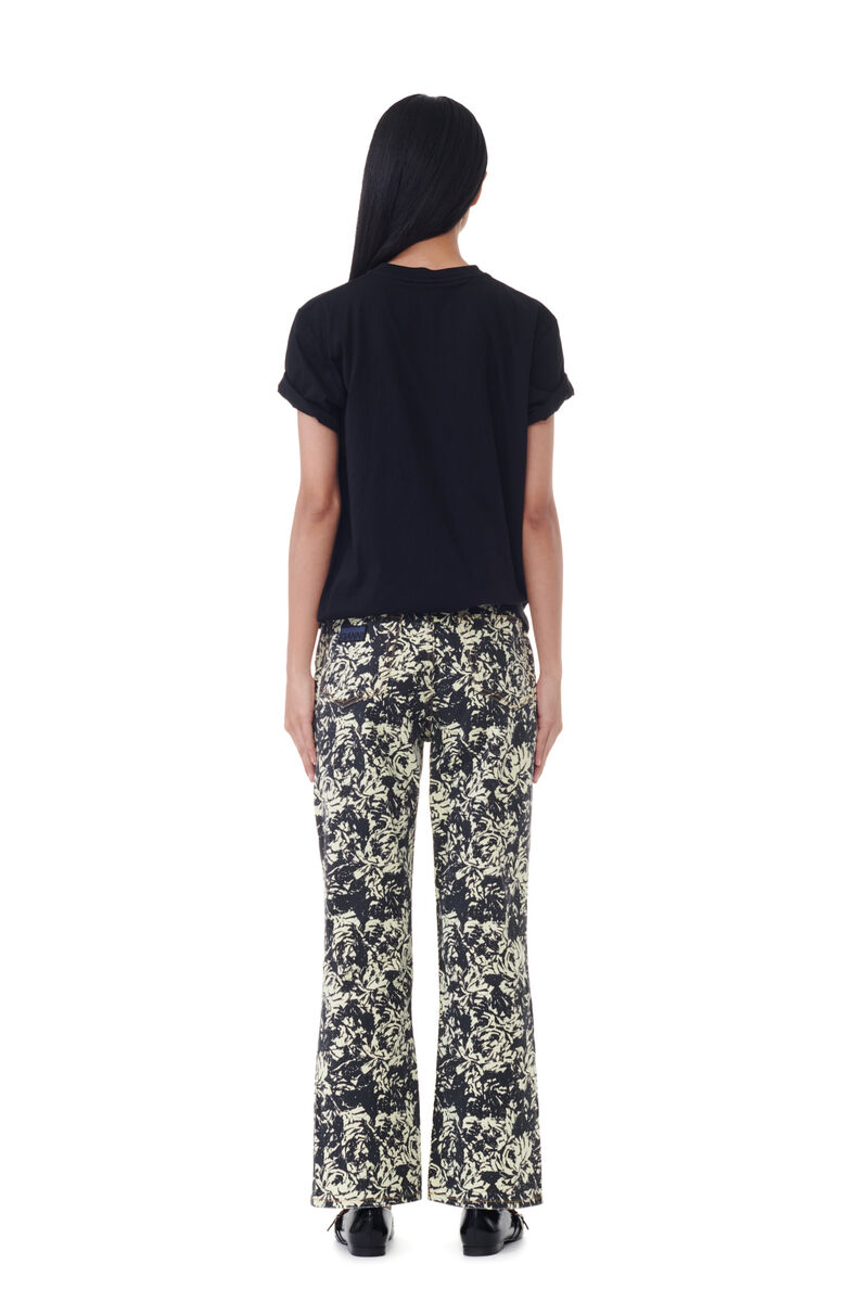 Floral Printed Betzy Cropped Jeans, Cotton, in colour Flan - 3 - GANNI