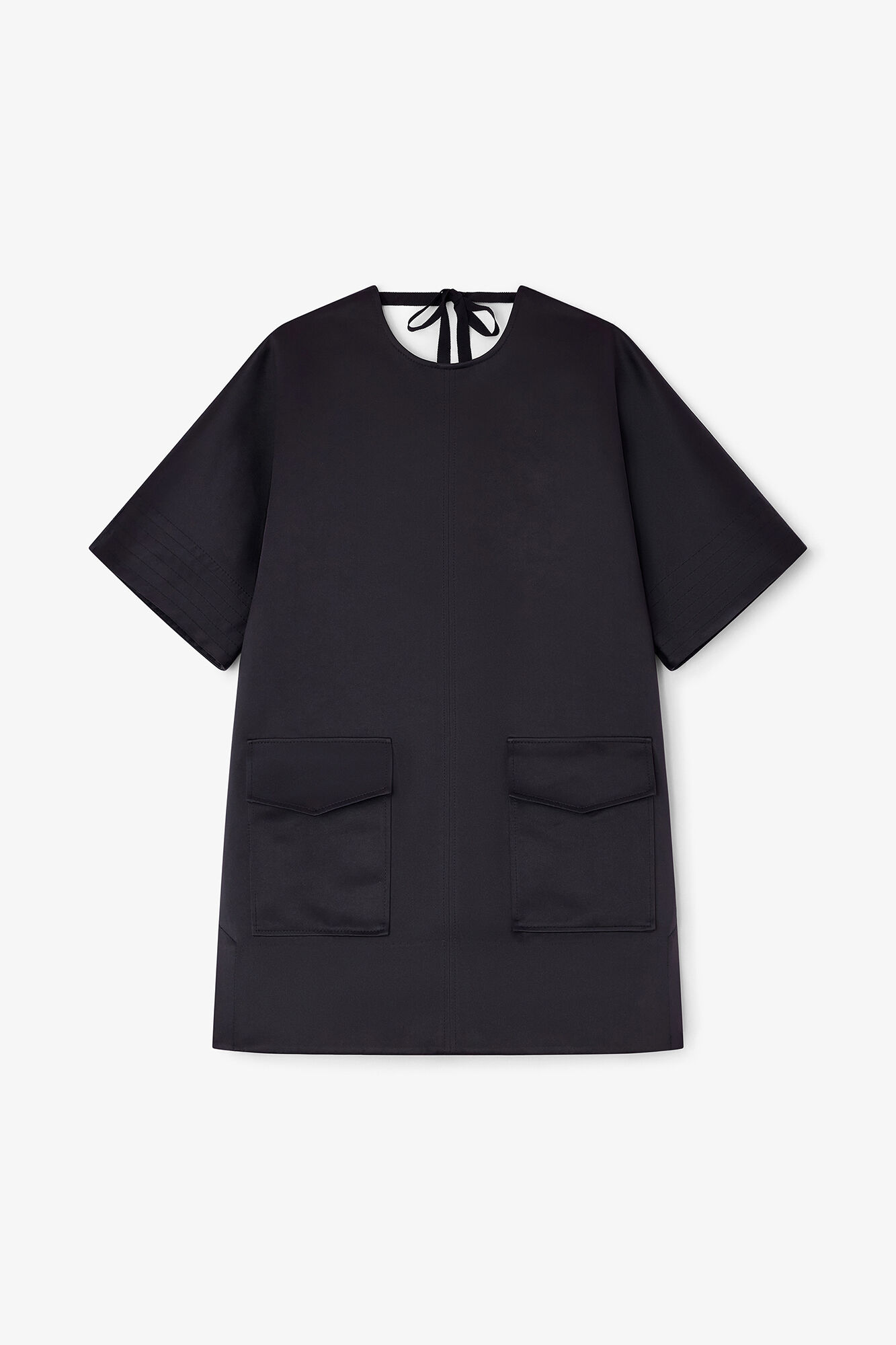 Black Kimono Dress, Recycled Polyester, in colour Black - 1 - GANNI