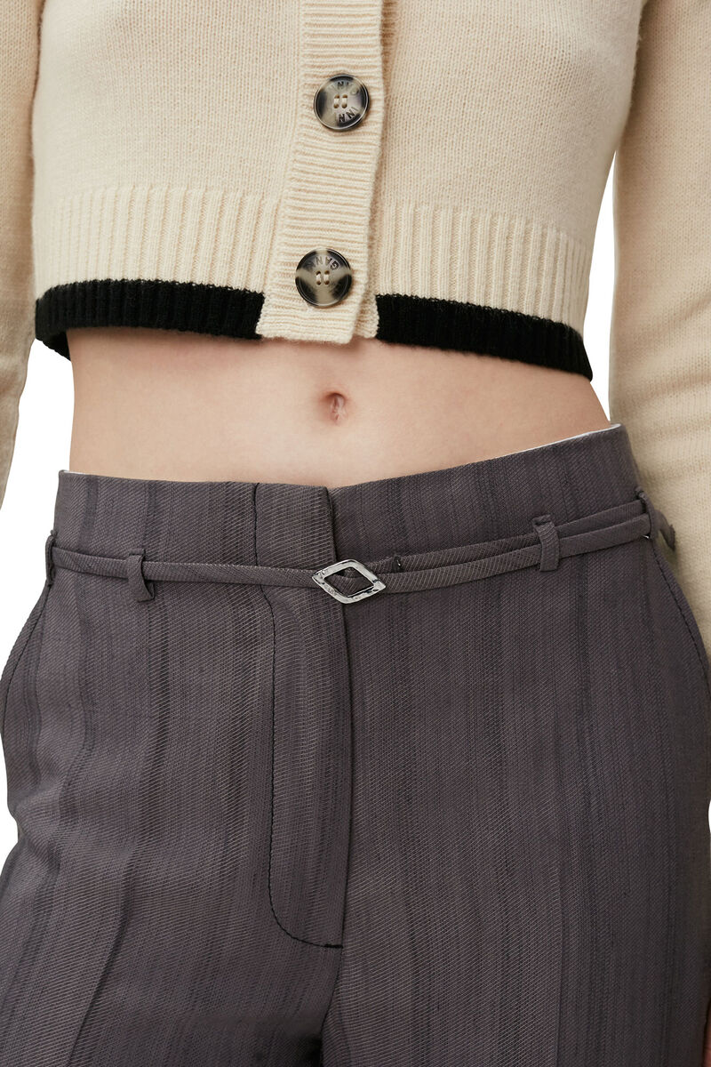 Drapey Stripe Pants, LENZING™ ECOVERO™, in colour Black Stripes - 3 - GANNI