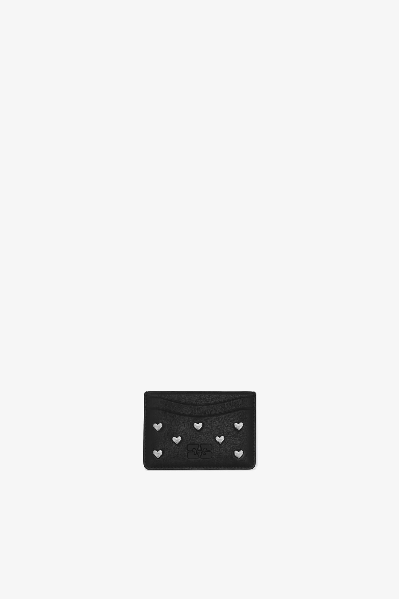Bou Card Holder in Black, Recycled Leather, in colour Black - 1 - GANNI