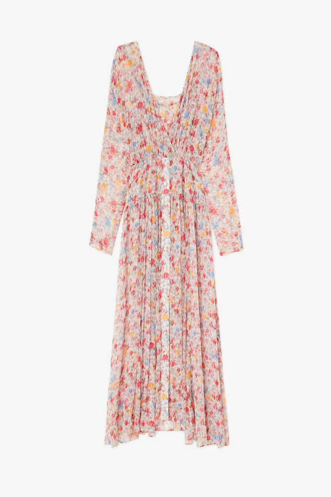 Dress in Floral Silk, Multicolour