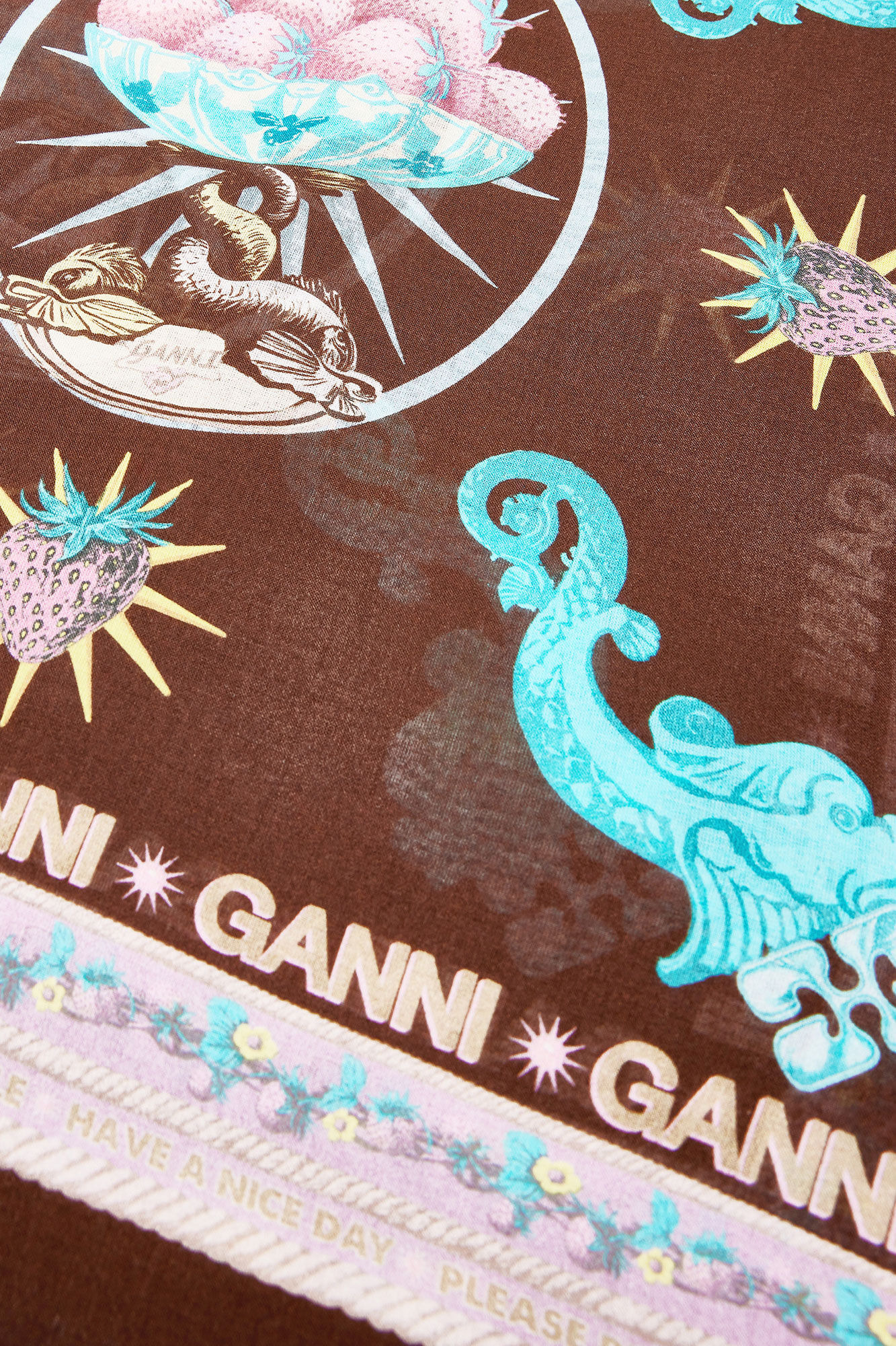 Pareu Scarf in Printed Cotton, Organic Cotton, in colour Multicolour - 2 - GANNI