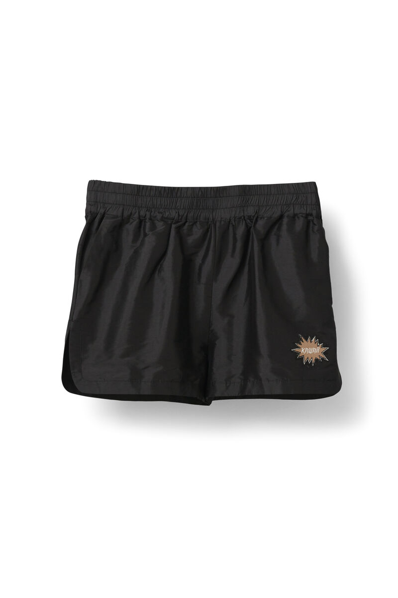 Ima Silk Shorts, in colour Black - 1 - GANNI