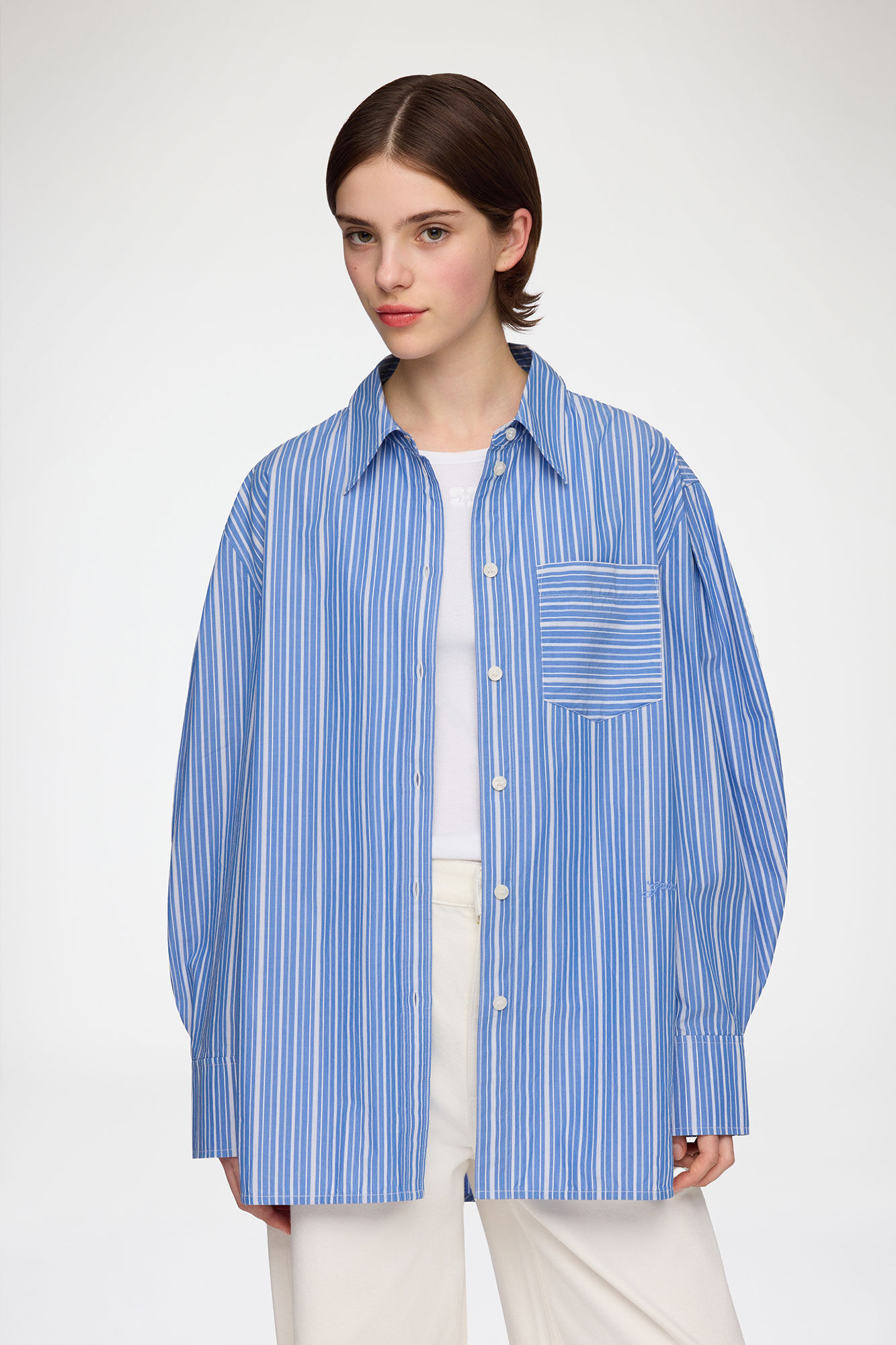 Shirt in Striped Cotton | GANNI US