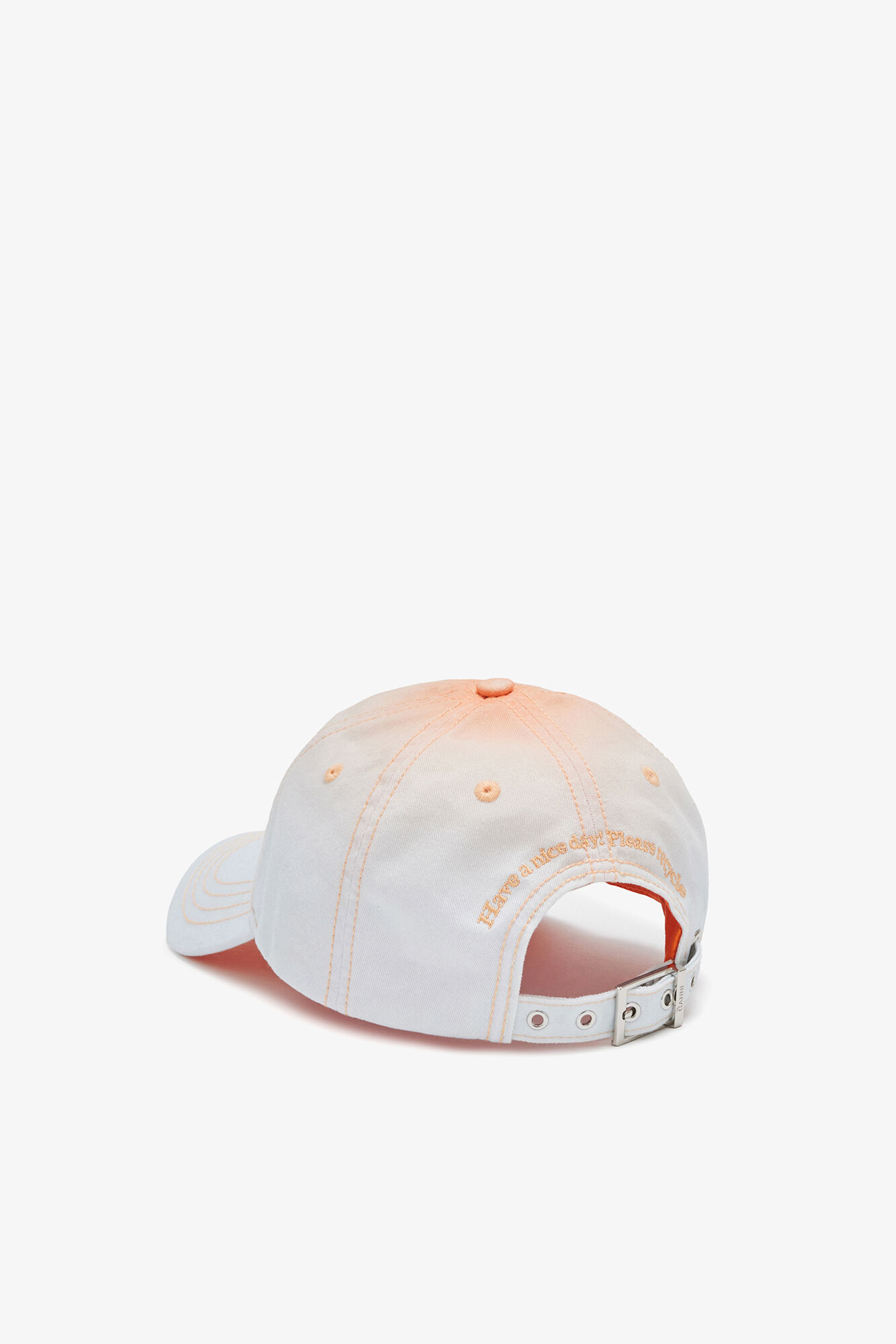 Kasket i printet ombre, Organic Cotton, in colour Cantaloupe - 2 - GANNI