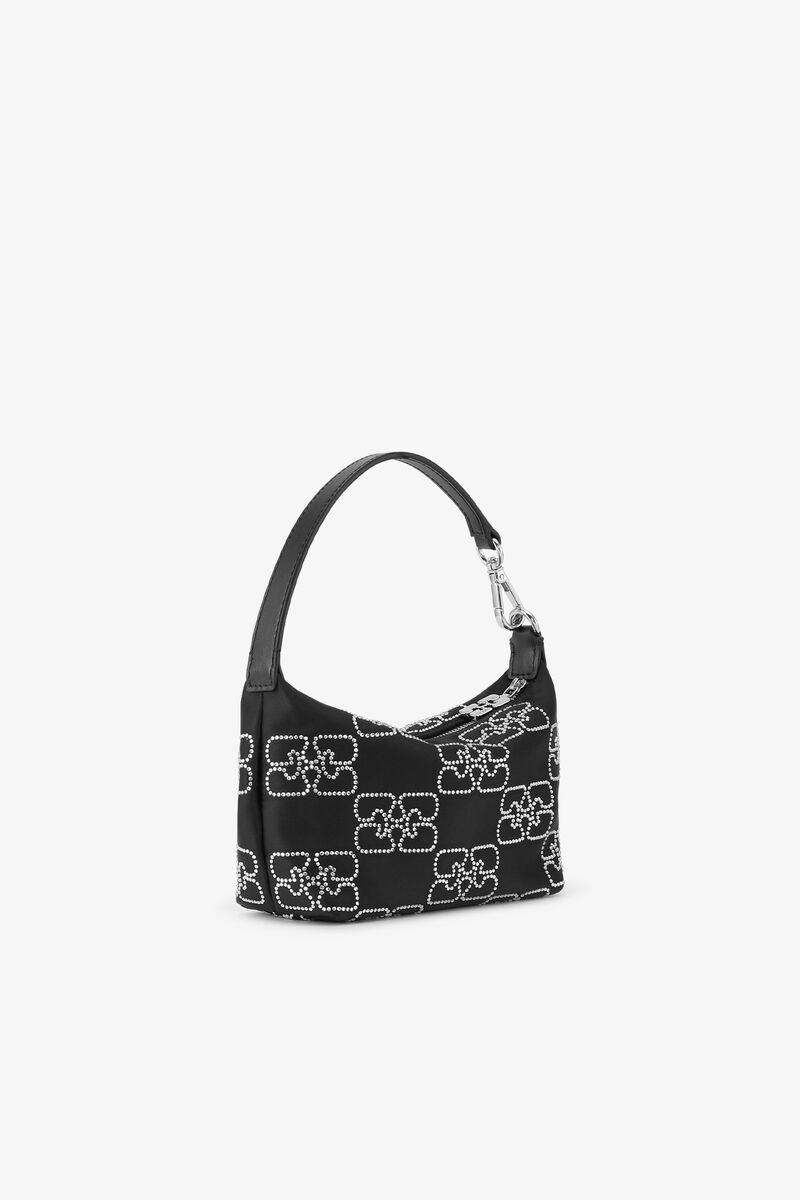 Svart Strass Fjärilsväska, Recycled Polyester, in colour Black - 2 - GANNI