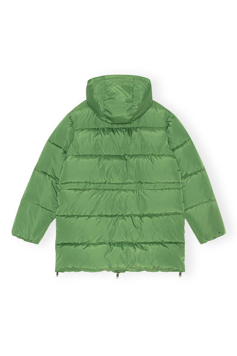Oversized Tech Puffer Midi Jacket, Recycled Polyester, in colour Dill - 2 - GANNI