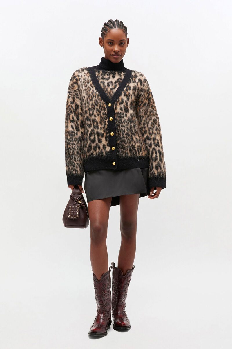 Leopard Cardigan, in colour Leopard - 2 - GANNI