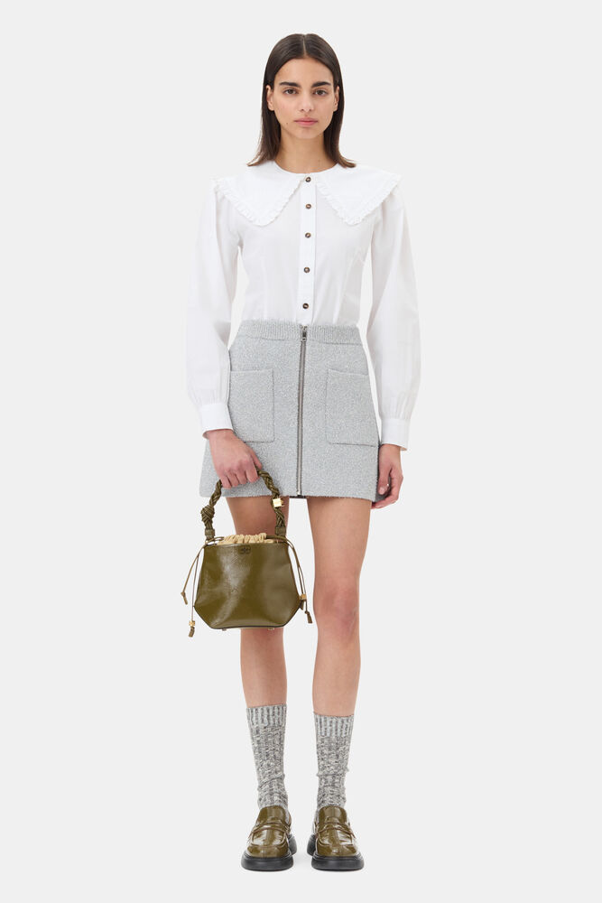 Silver Sparkle Mini Skirt, Silver