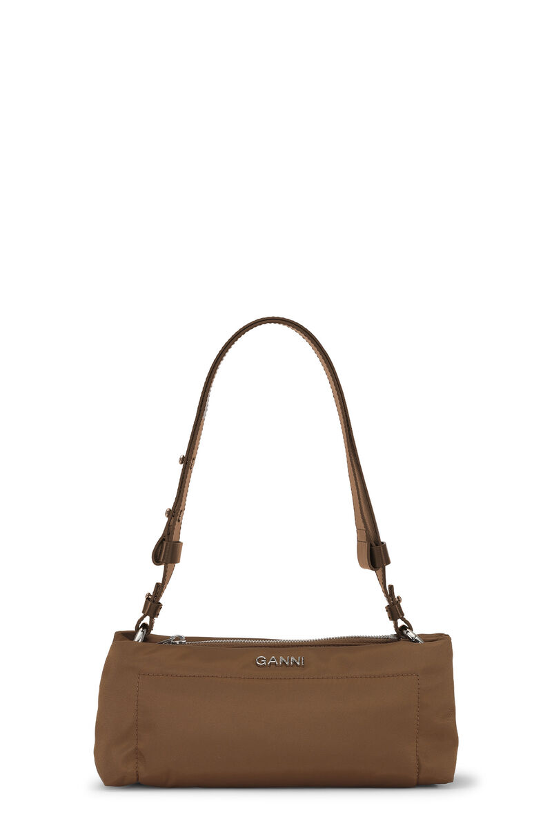 Pillow Baguette Taske, Leather, in colour Toffee - 1 - GANNI