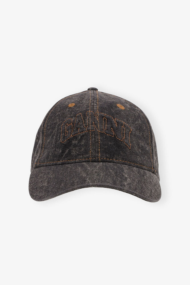Cap in Black Denim, Washed Black/Black