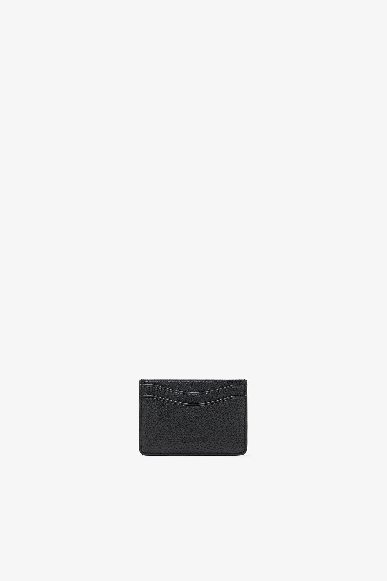 【GANNI】ロゴ入り BOU TRIFOLD WALLET Black Card Holder in Grained Black with Gold | GANNI (Global) CA