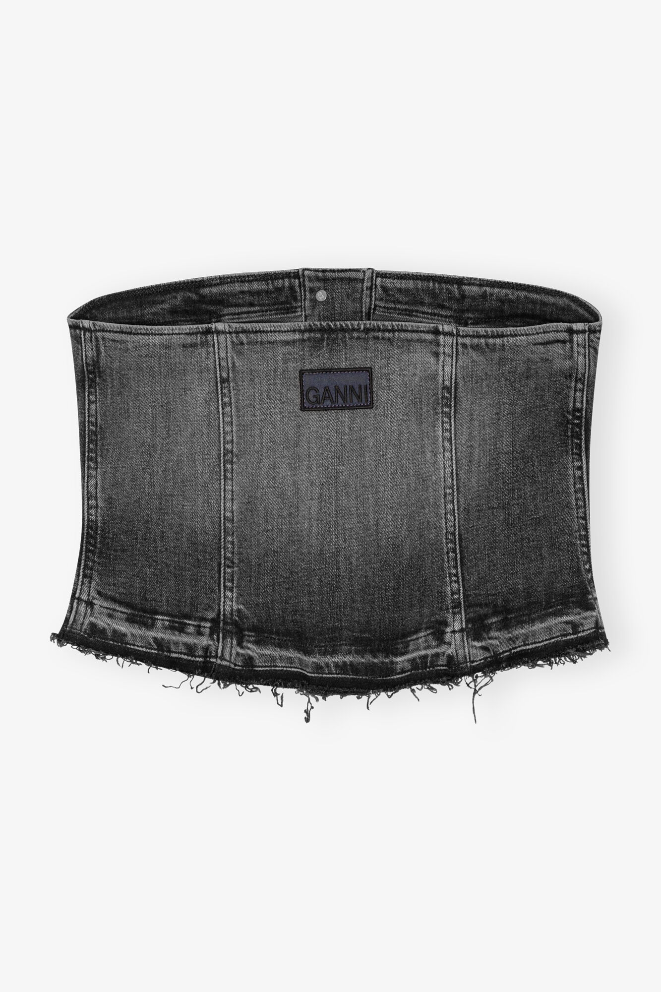 Washed Black Denim topp, Elastane, in colour Washed Black/Black - 2 - GANNI