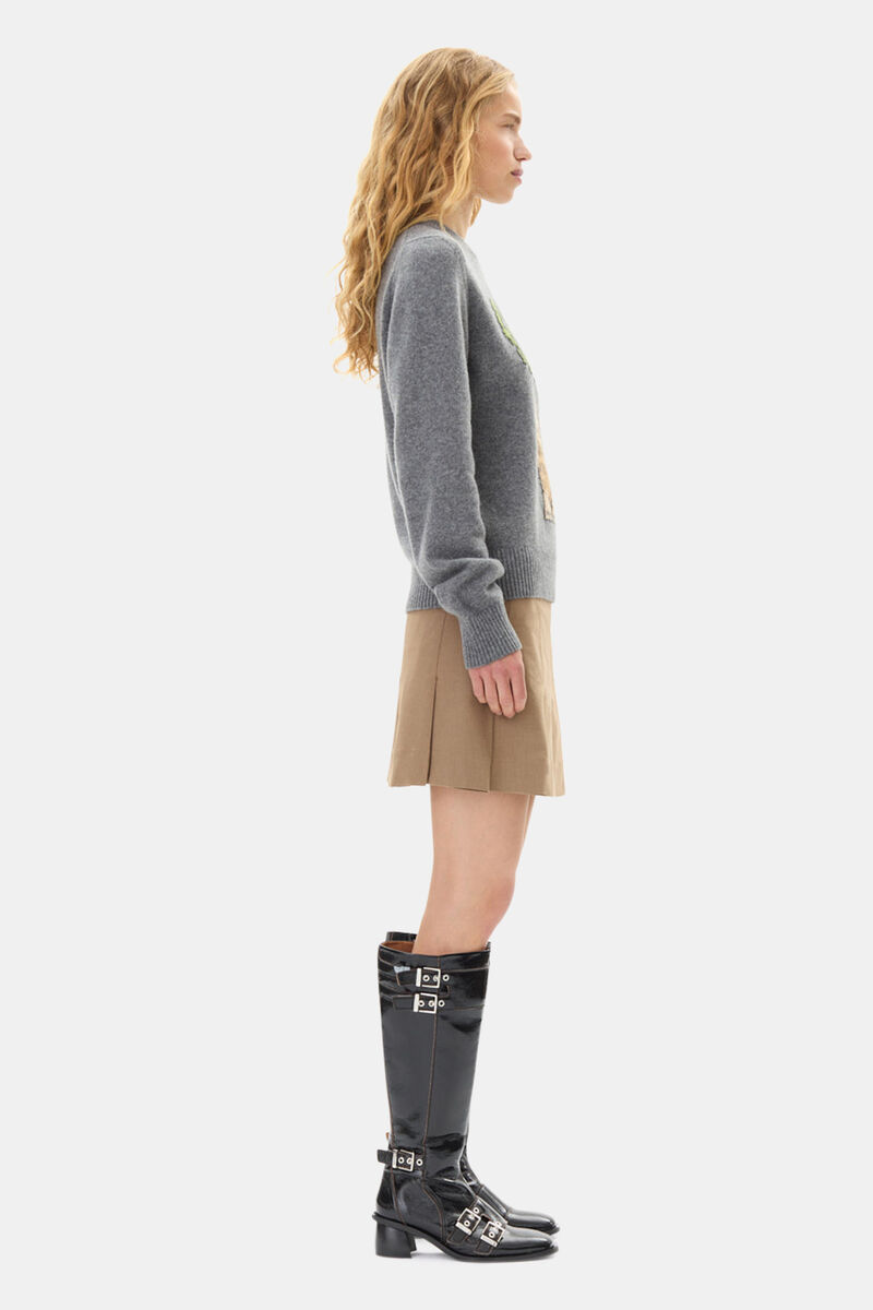 Grey Graphic Bunny Jumper, Recycled Polyamide, in colour Frost Gray - 3 - GANNI