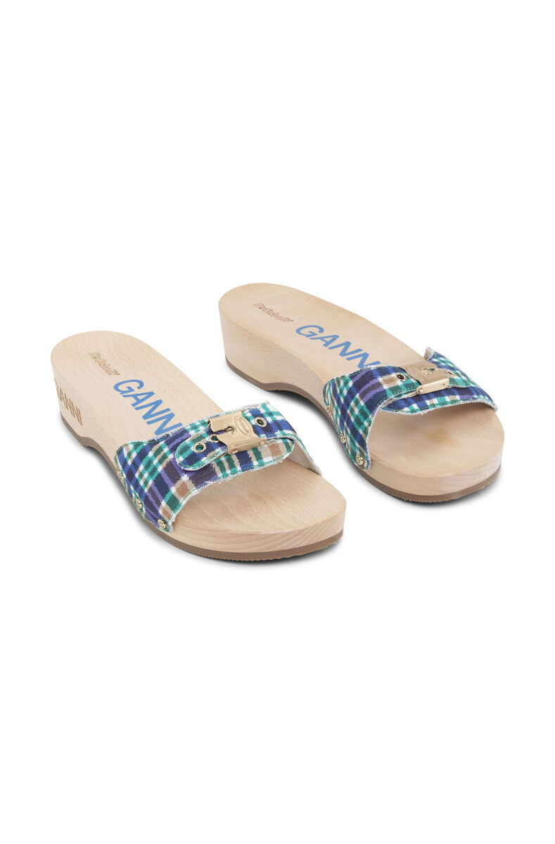 Canvas Dr. Scholl Sandal US 15271FT432, Recycled Cotton, in colour Check Blue Iris - 3 - GANNI