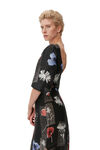 Maxi Dress, Linen, in colour Flowers Black - 4 - GANNI