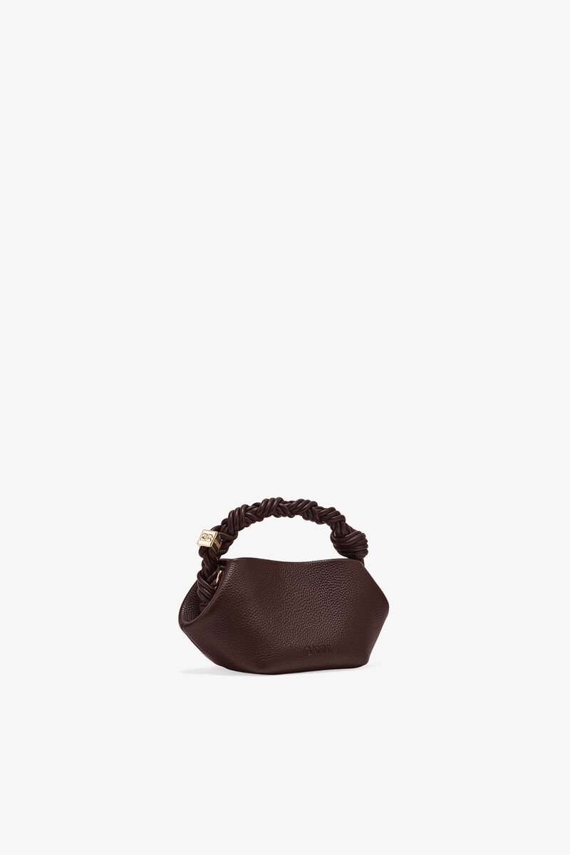 Brown Grained Mini Bou Bag, Recycled Polyester, in colour Chicory Coffee - 2 - GANNI
