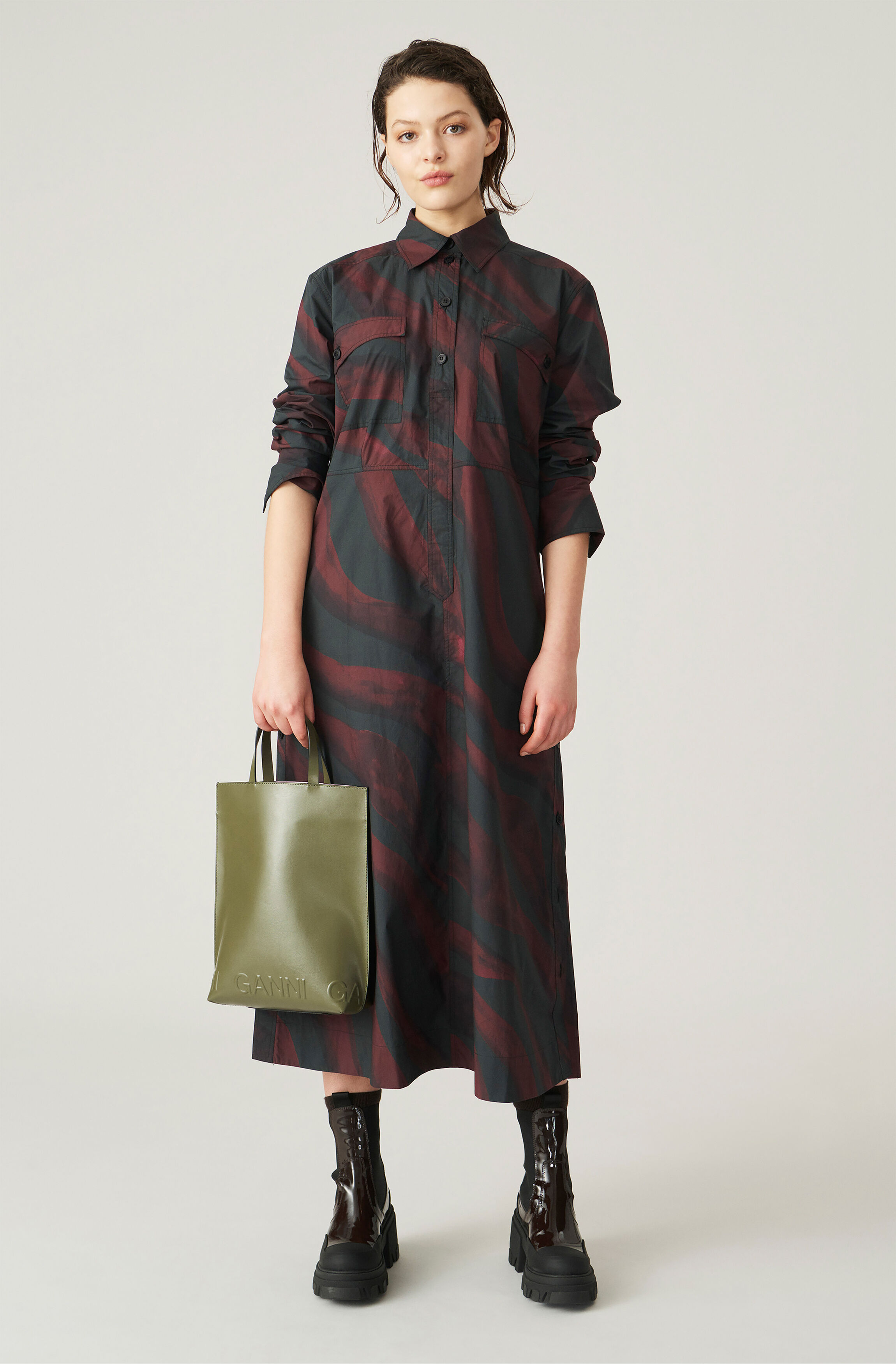 ganni cotton poplin dress