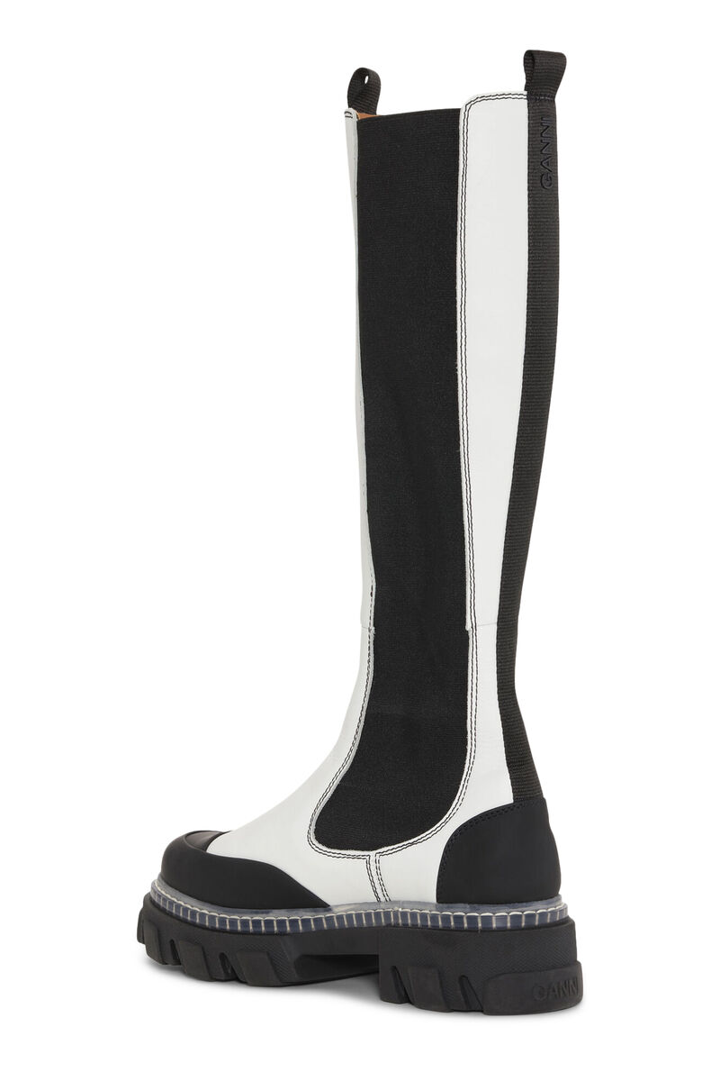 High Chelsea Boots, Leather, in colour Egret - 3 - GANNI