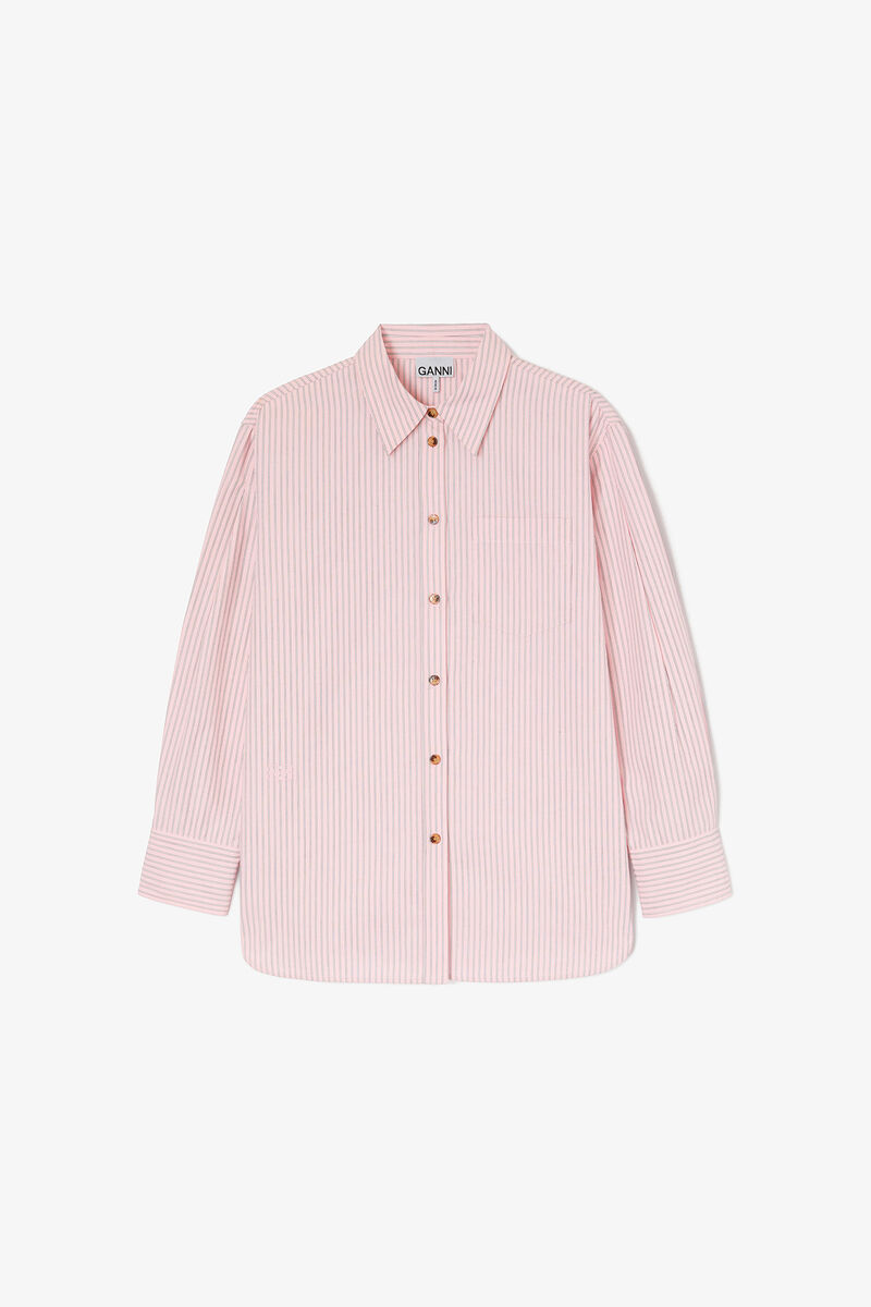 Rosa, stripete skjorte, Organic Cotton, in colour Chalk Pink - 1 - GANNI