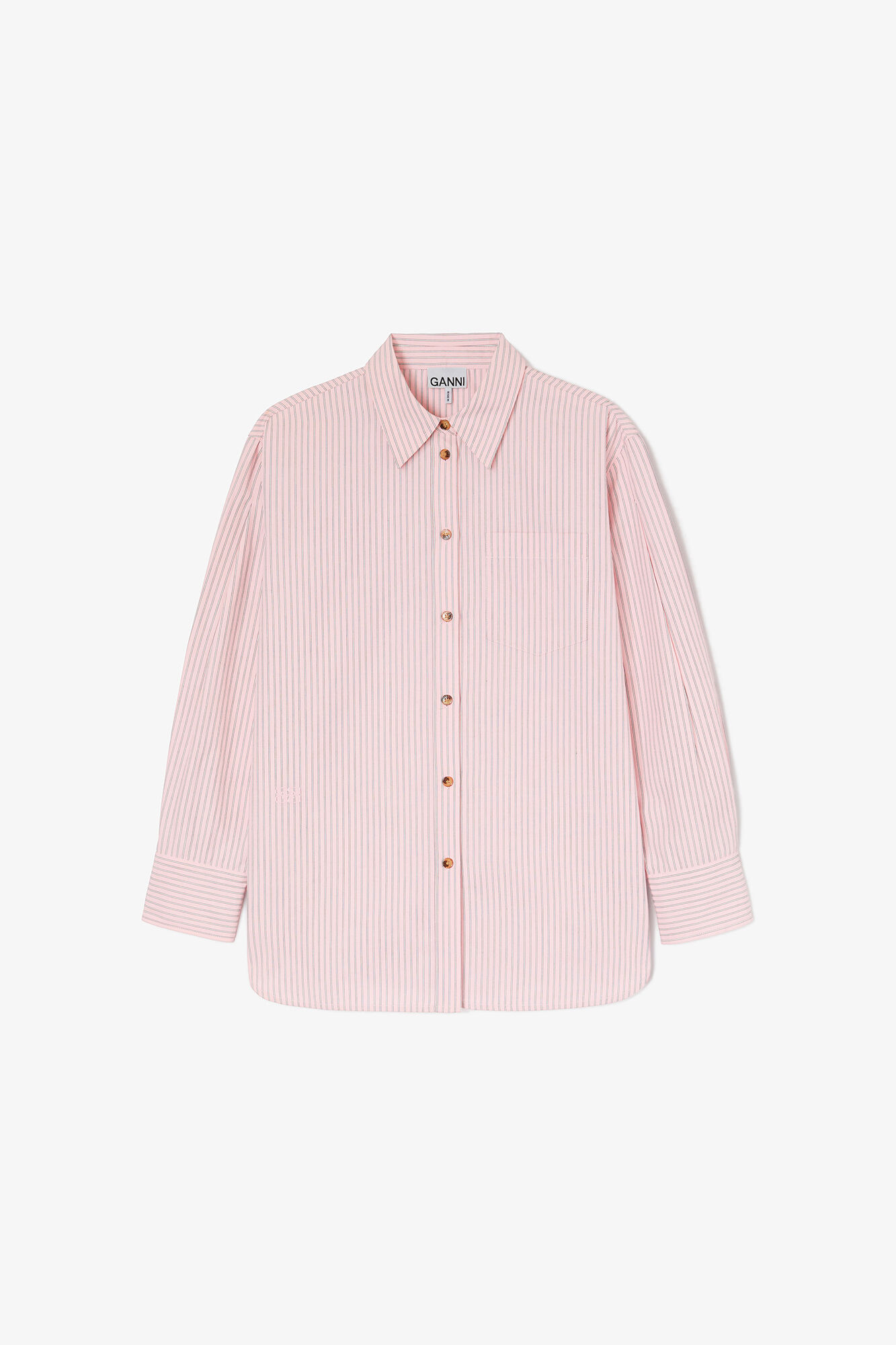 Rosa, stripete skjorte, Organic Cotton, in colour Chalk Pink - 1 - GANNI