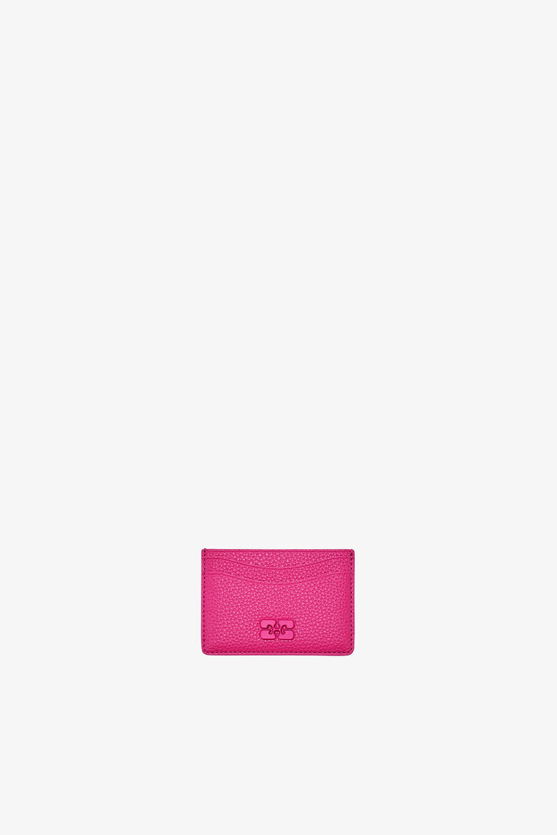 Bou Card Holder in Grained Pink, Recycled Polyester, in colour Cabaret - 1 - GANNI